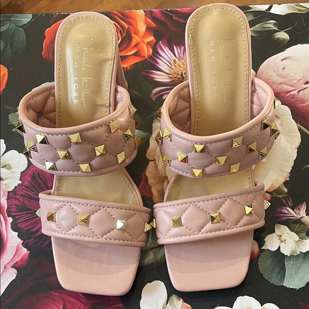 3/ $25 Pink Studded Nicole Miller Women's Sandals
